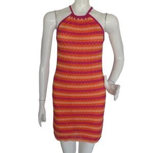 Trina TRINA TURK Dress, P,  Pointelle Knit, Tie back/Keyhole, Lined, Mini